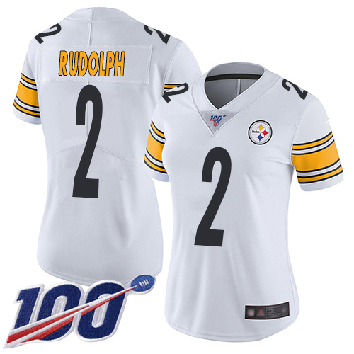 Women Pittsburgh Steelers Football #2 Limited White Mason Rudolph Road 100th Season Vapor Untouchable Nike NFL Jersey